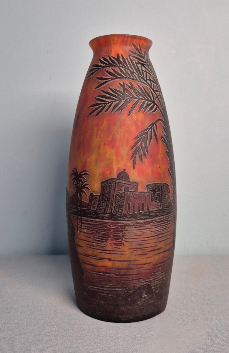 Glass Paste Vase: The Degué Palm Grove.-photo-6