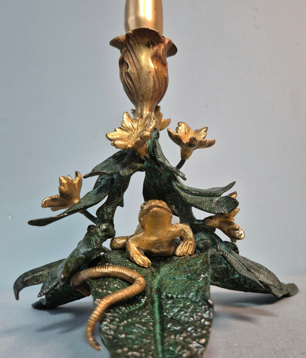 Bougeoir Art Déco: bronze naturaliste.-photo-1