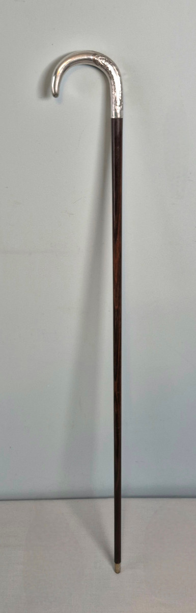Walking Stick With Silver Pommel And Masonic Symbol.-photo-2