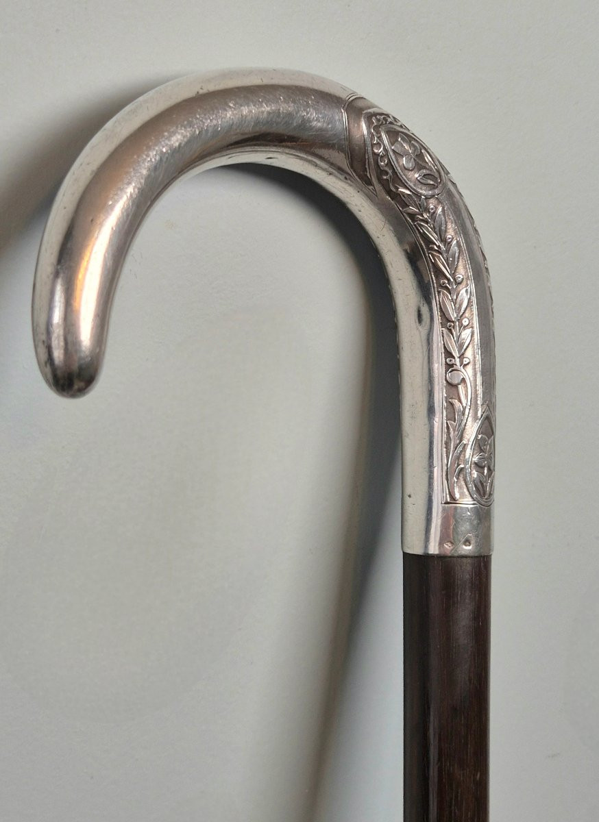 Walking Stick With Silver Pommel And Masonic Symbol.-photo-2