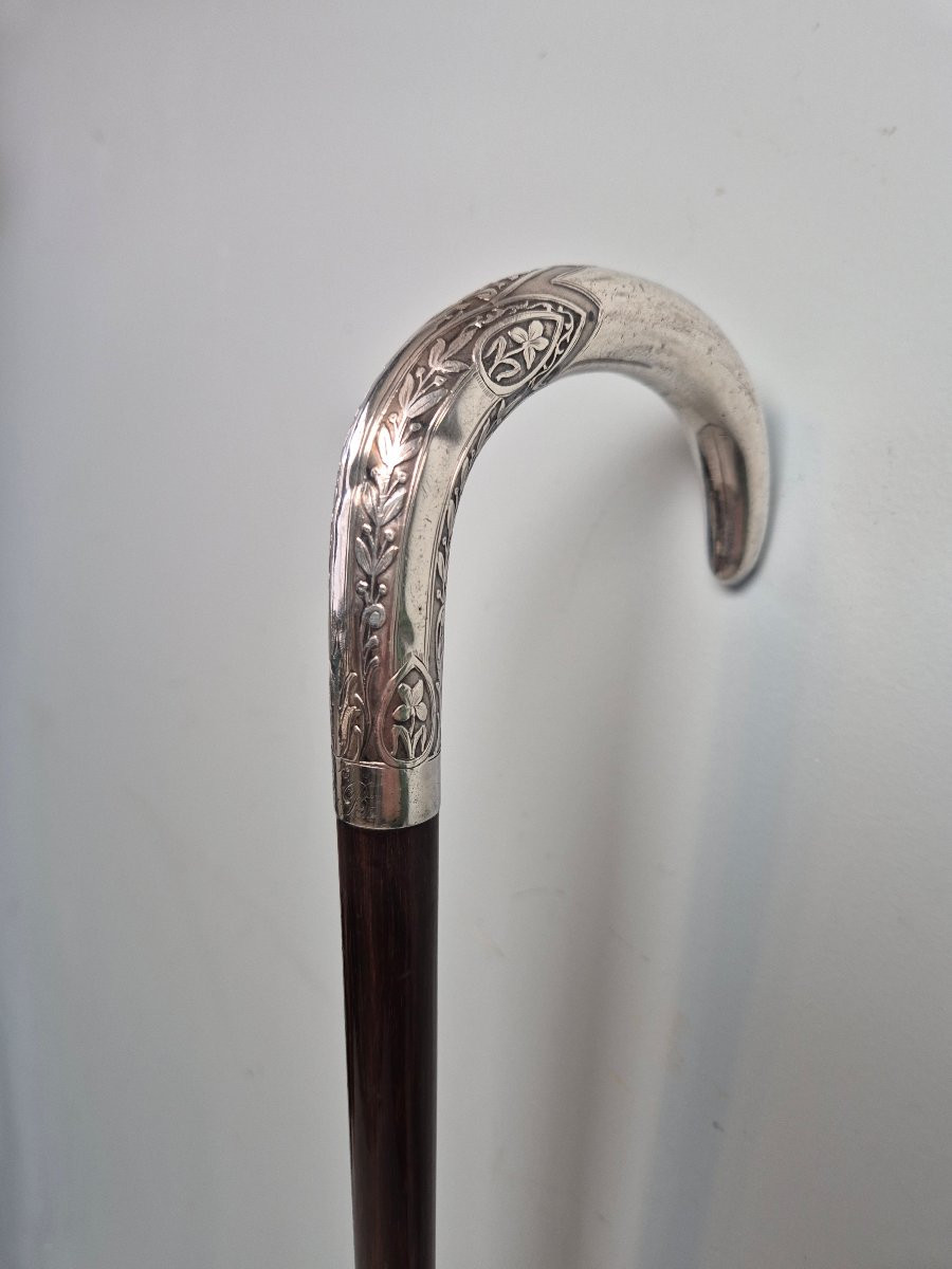 Walking Stick With Silver Pommel And Masonic Symbol.-photo-5