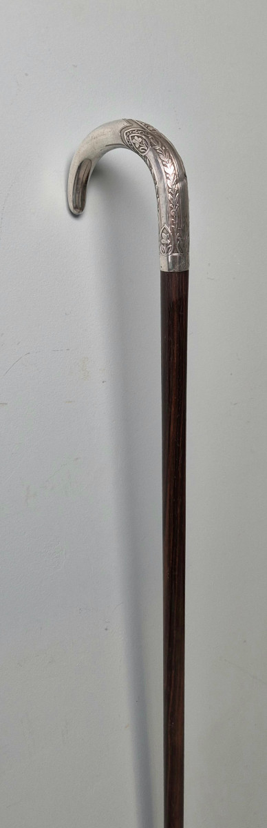 Walking Stick With Silver Pommel And Masonic Symbol.-photo-4