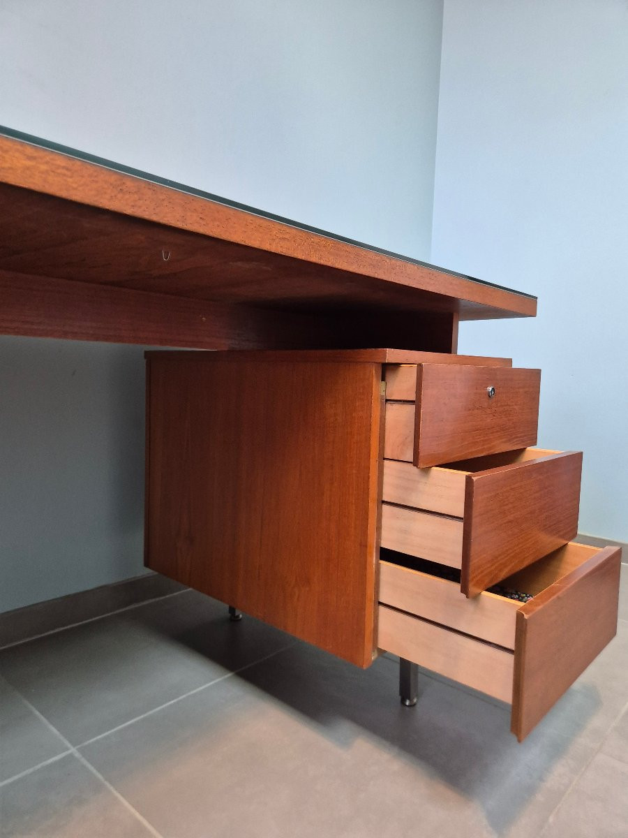 Bureau plat en teck.-photo-4