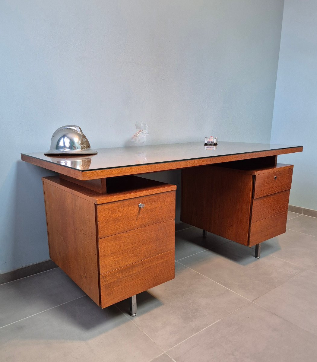 Bureau plat en teck.-photo-6