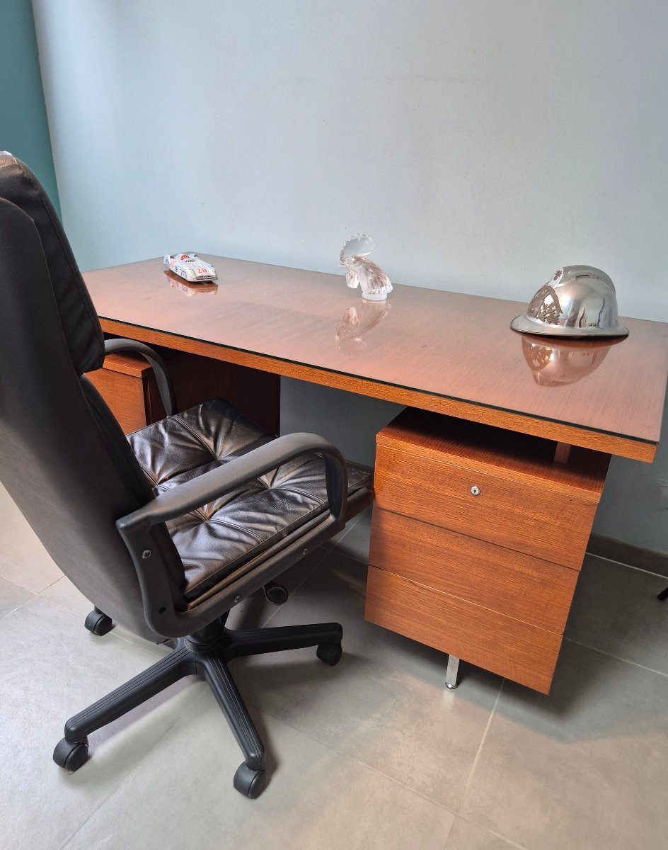 Bureau plat en teck.-photo-7