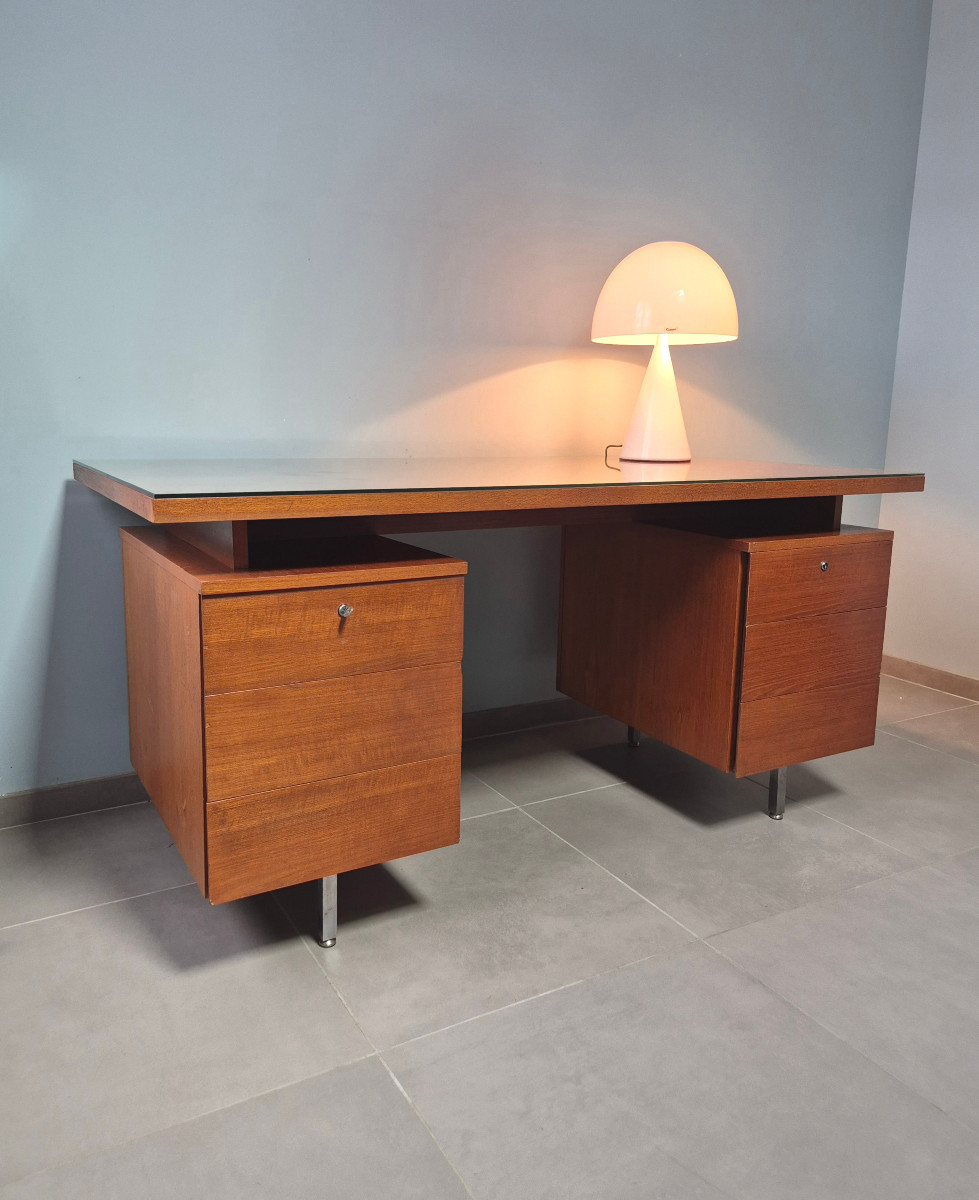 Bureau plat en teck.