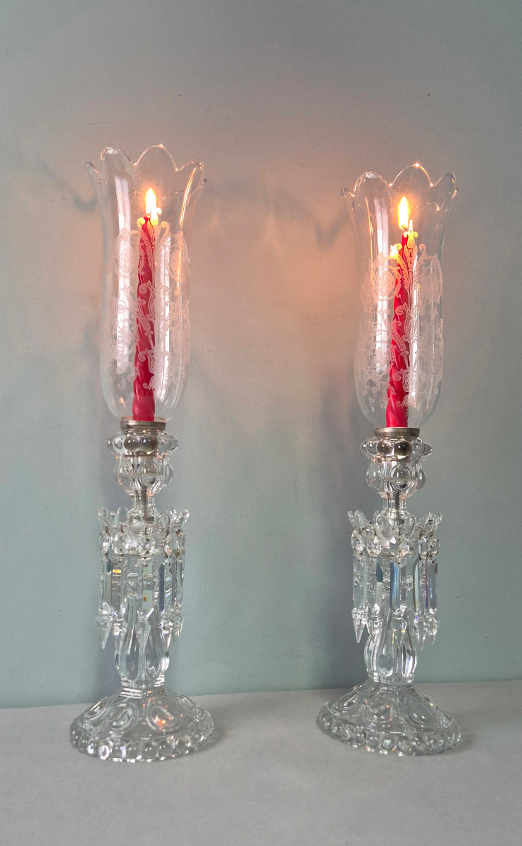 Pair Of Baccarat Crystal Candle Holders.-photo-2