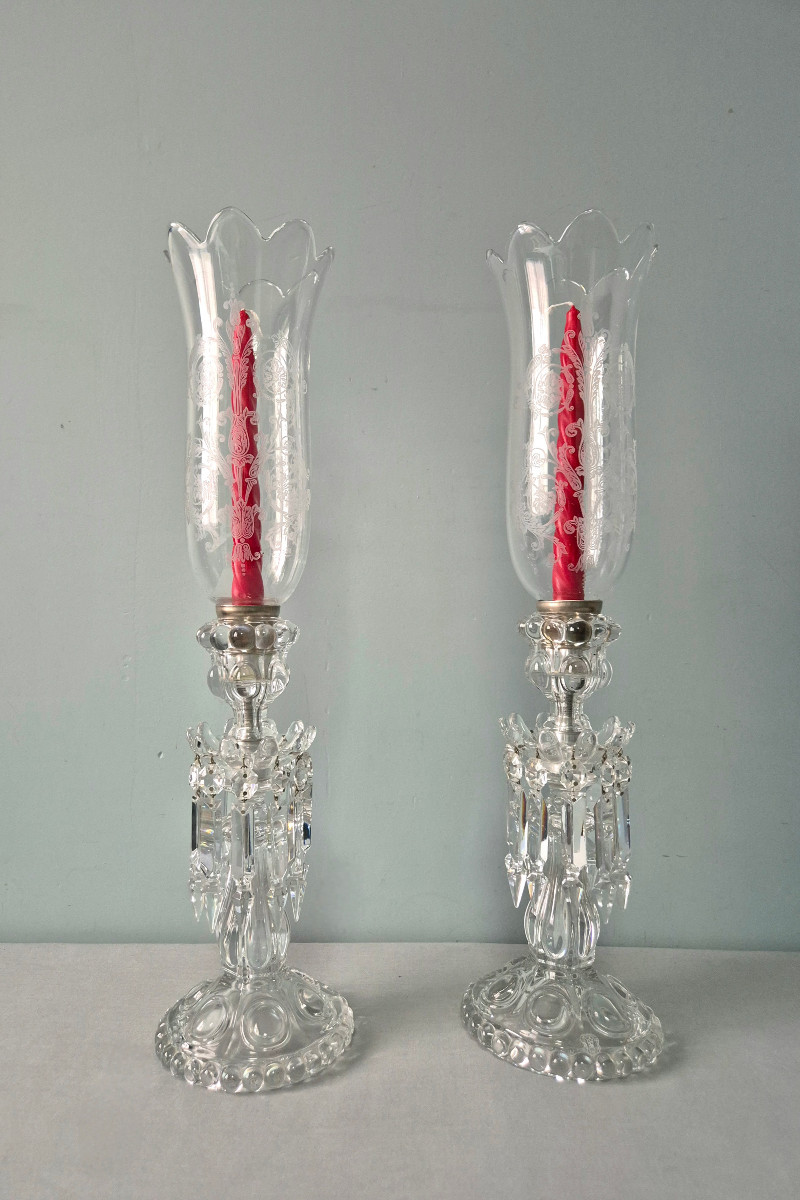 Pair Of Baccarat Crystal Candle Holders.-photo-3