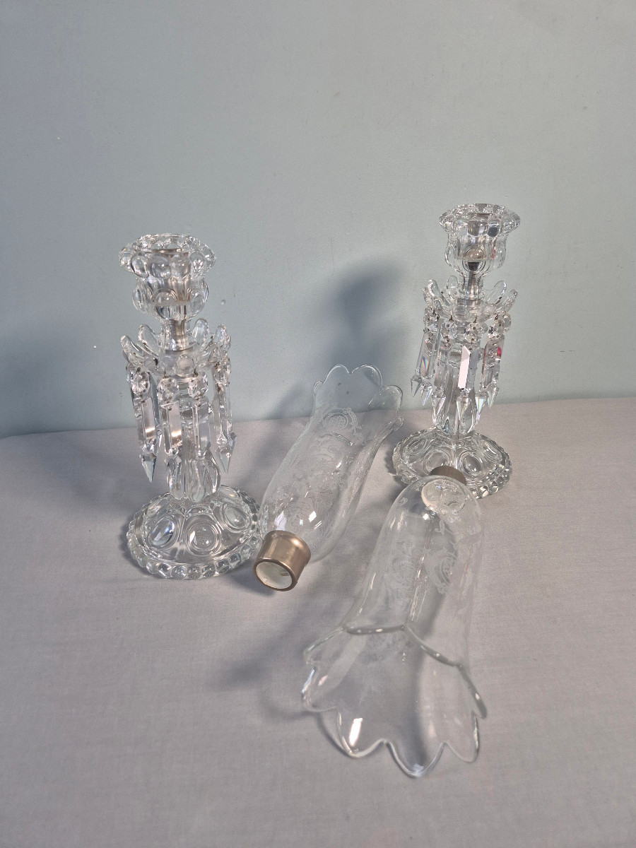 Pair Of Baccarat Crystal Candle Holders.-photo-1