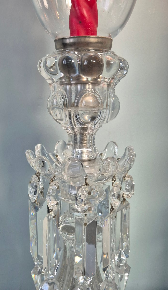 Pair Of Baccarat Crystal Candle Holders.-photo-4