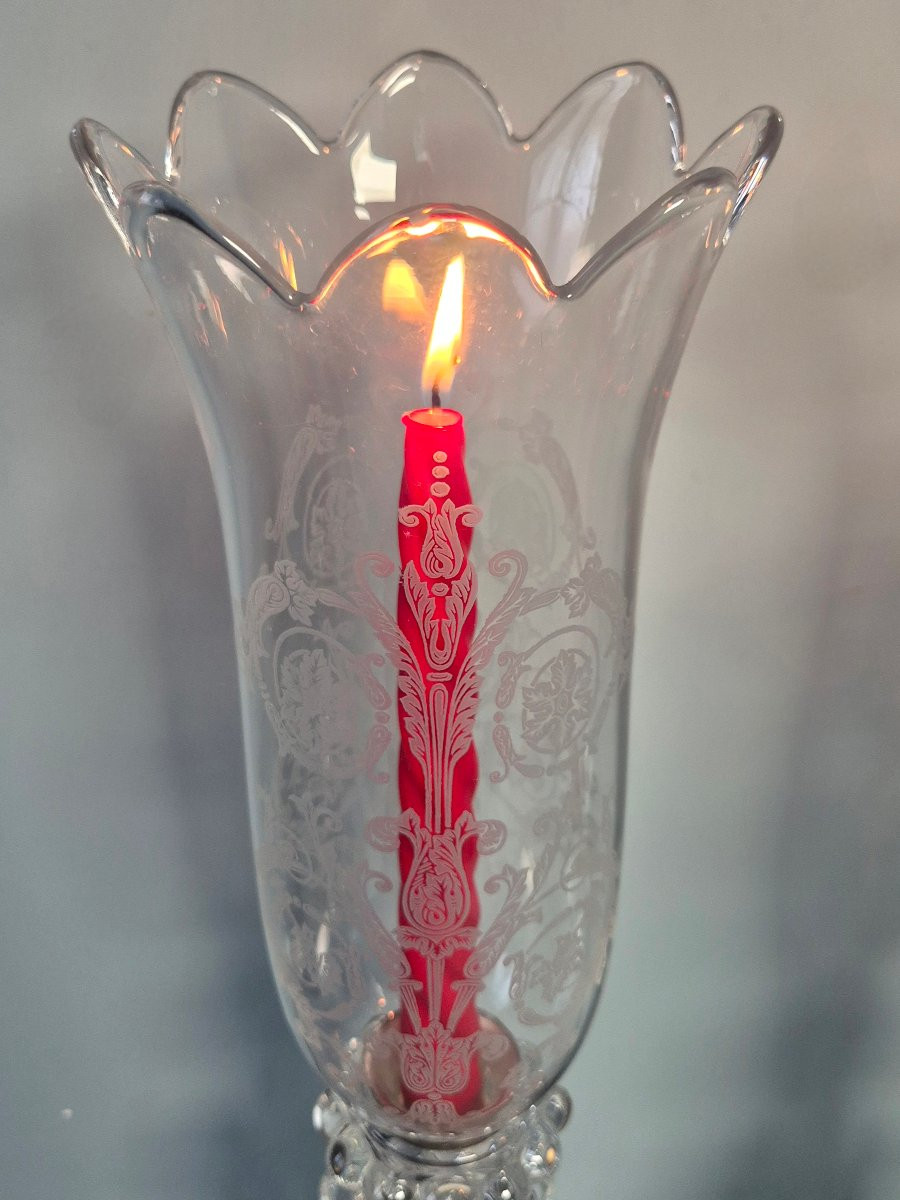 Pair Of Baccarat Crystal Candle Holders.-photo-6