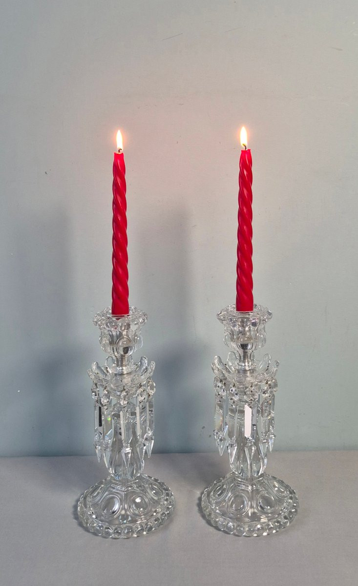 Pair Of Baccarat Crystal Candle Holders.-photo-7