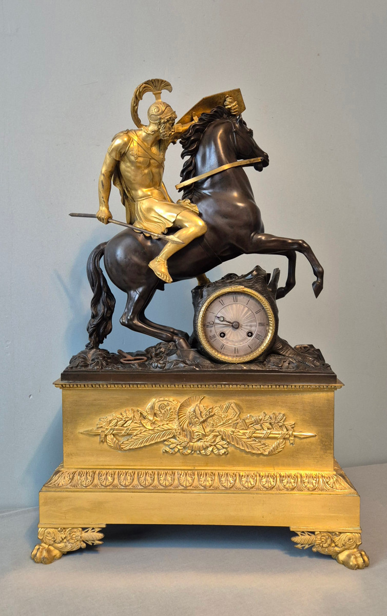 Alexandre Le Grand: Empire Gilt Bronze Clock. Wire Movement, 1823 Signed  Honoré Pons.-photo-2