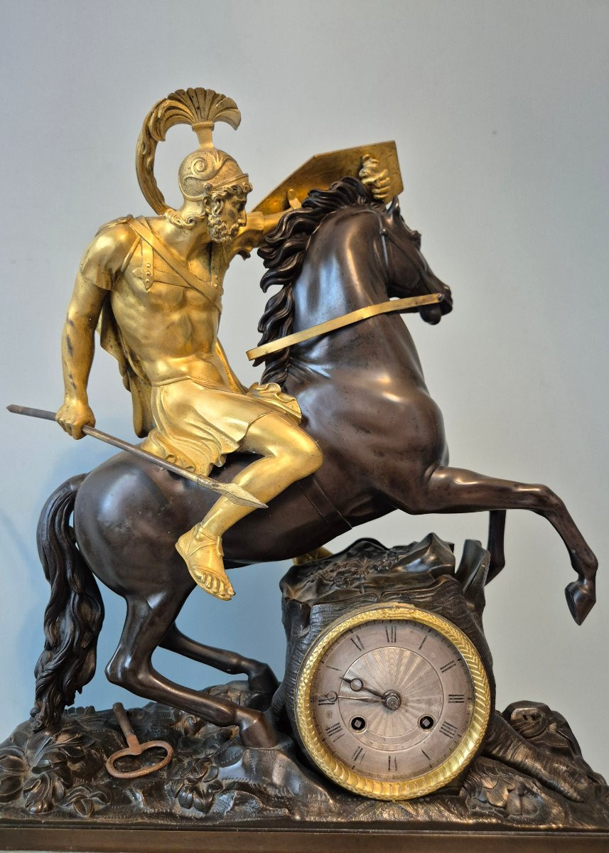Alexandre Le Grand: Empire Gilt Bronze Clock. Wire Movement, 1823 Signed  Honoré Pons.-photo-7