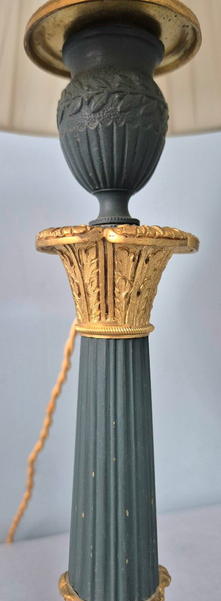 Paire de flambeaux en bronze,  Empire: Lampes électrifiées.-photo-4