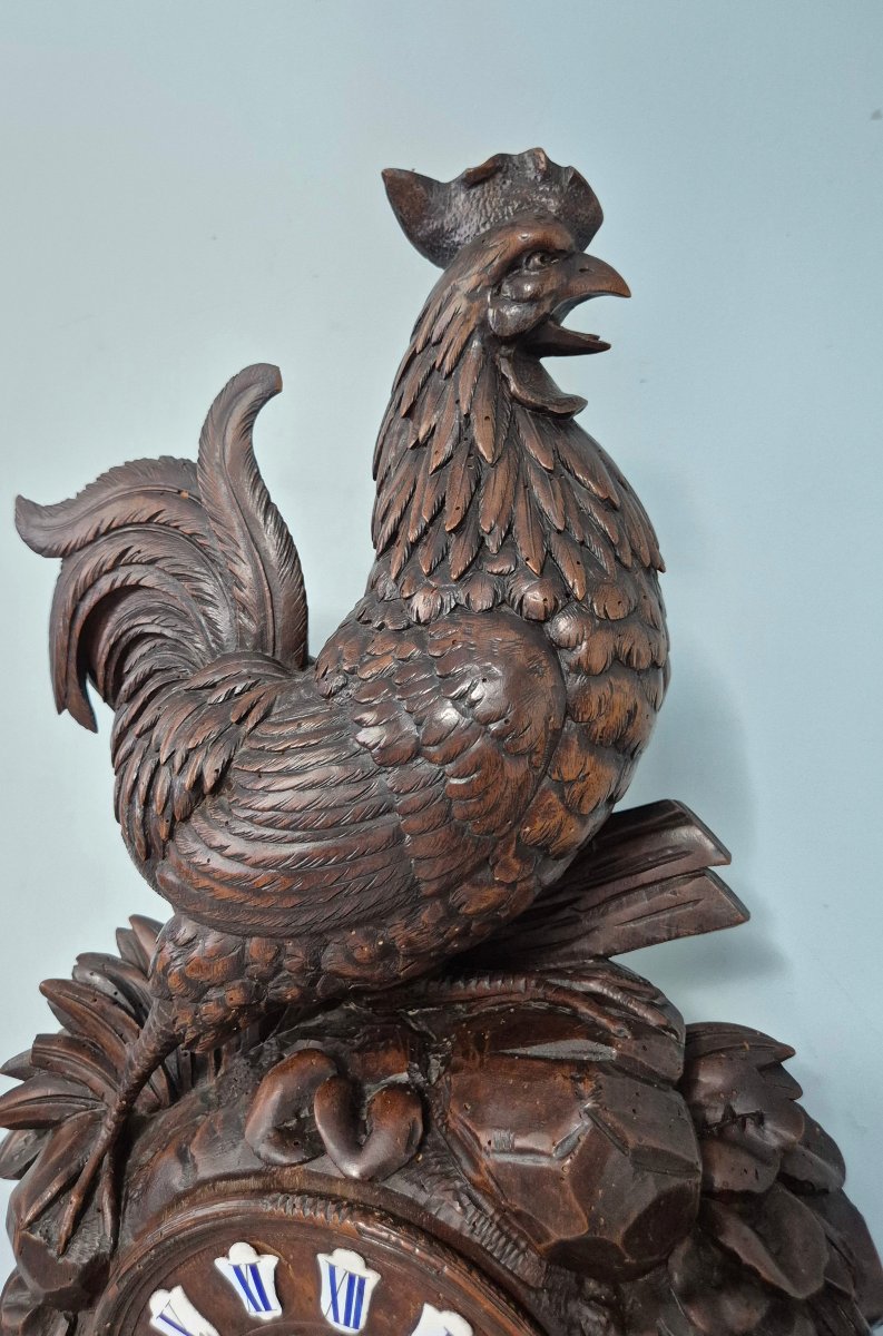 Pendule de la Forêt Noire: décor au coq.-photo-4