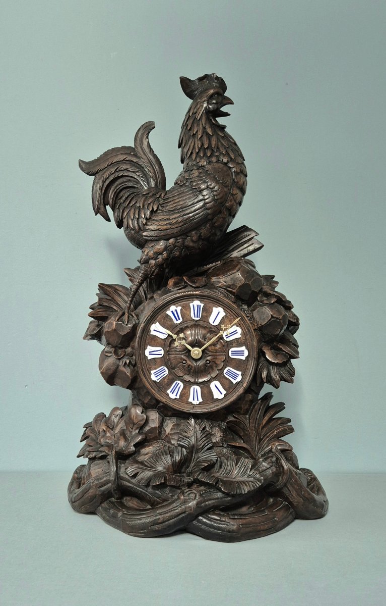 Pendule de la Forêt Noire: décor au coq.