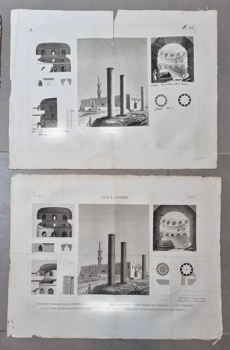 Description de L'Egypte 1816: 4 planches d'Alexandrie.-photo-3