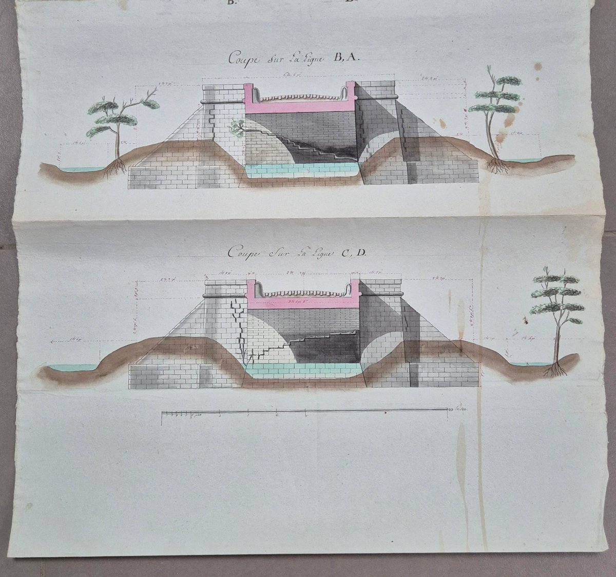 General View Of Bordeaux. Map Of The Magrigne Bridge, 1769.-photo-1
