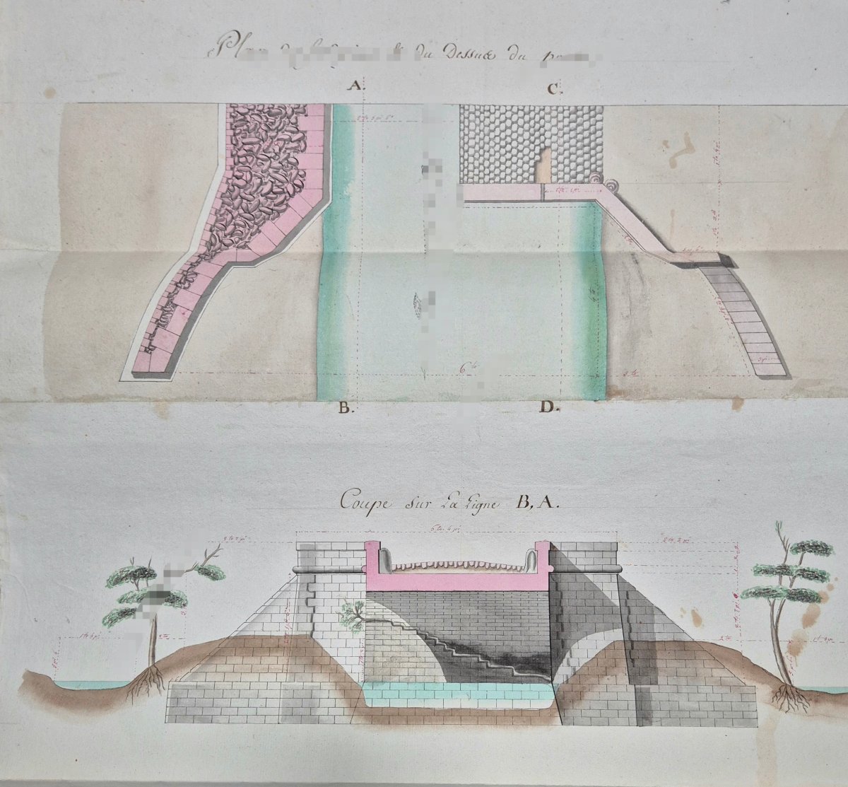 General View Of Bordeaux. Map Of The Magrigne Bridge, 1769.-photo-2