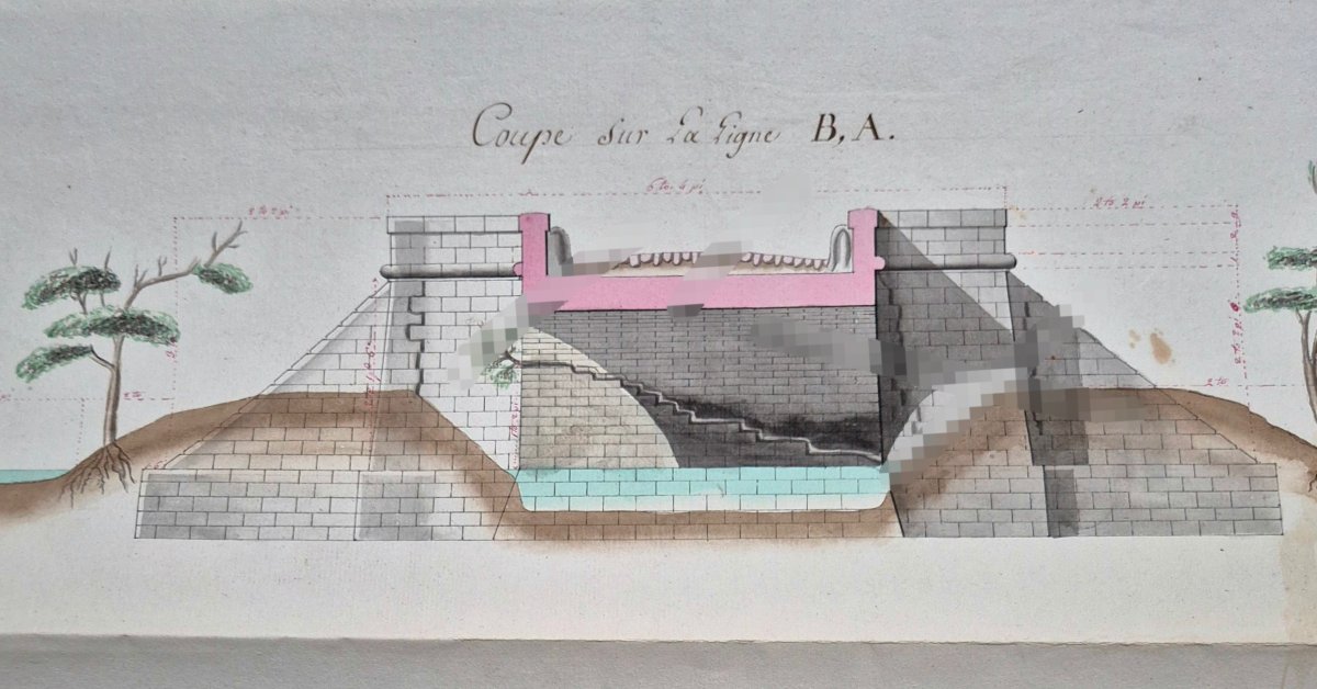 General View Of Bordeaux. Map Of The Magrigne Bridge, 1769.-photo-3