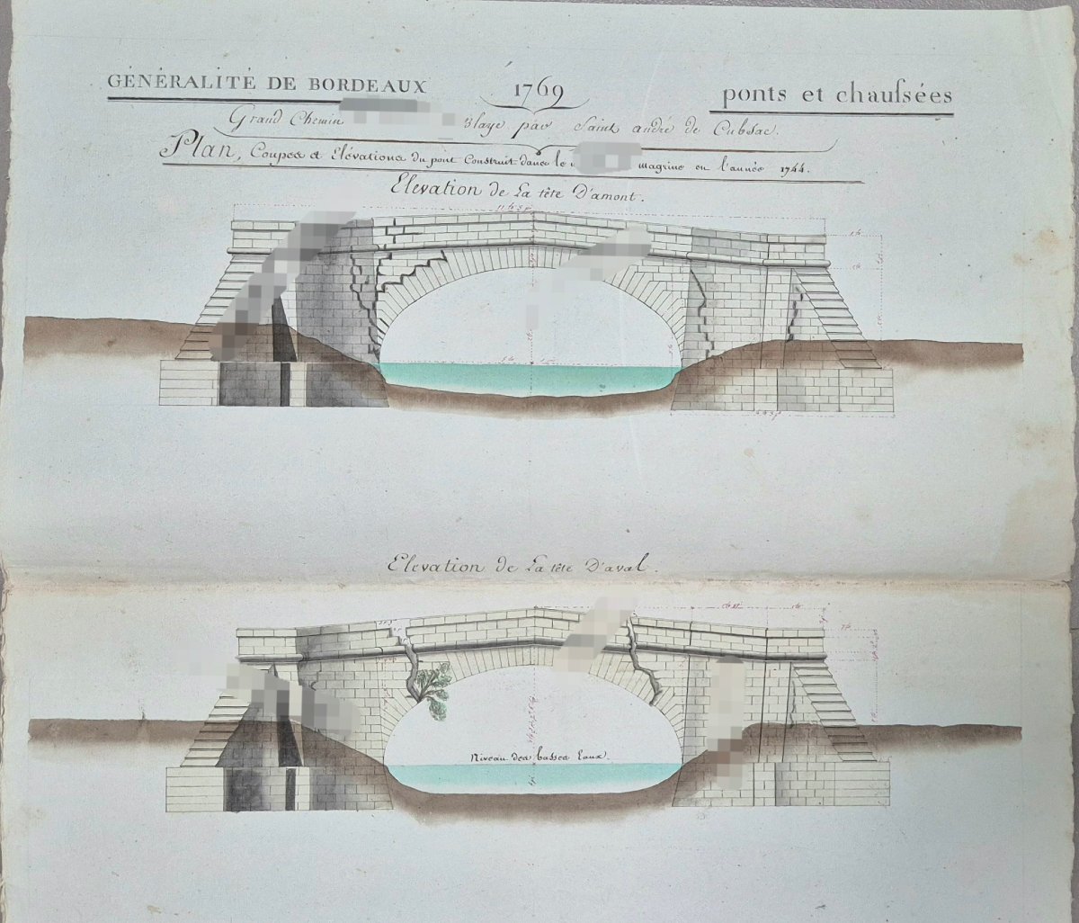 General View Of Bordeaux. Map Of The Magrigne Bridge, 1769.-photo-4