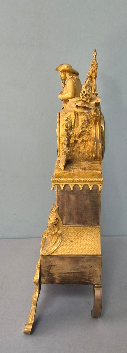 L'enfant et le liévre: pendule en bronze doré.-photo-6