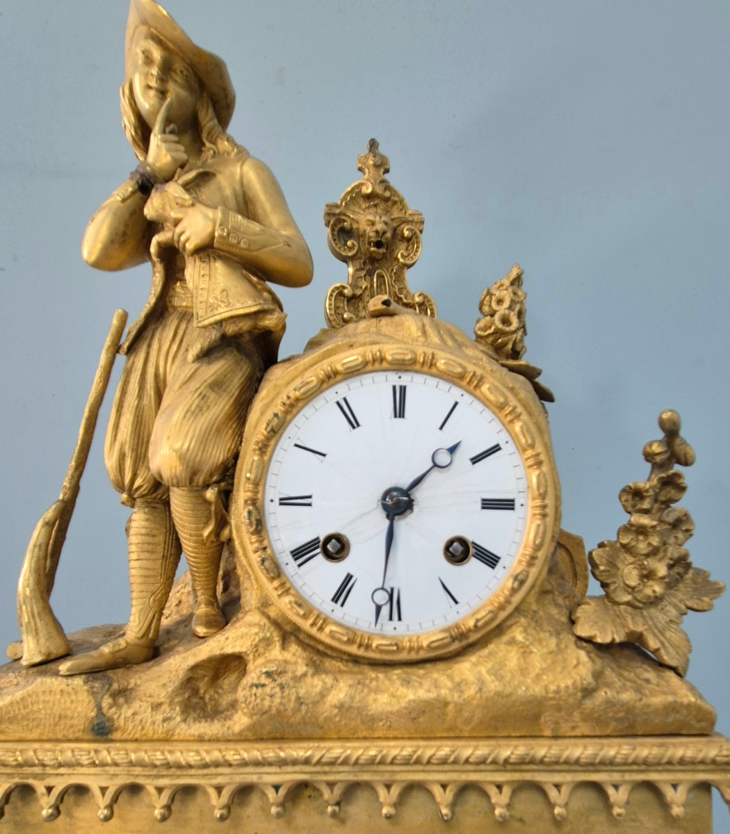 L'enfant et le liévre: pendule en bronze doré.-photo-7
