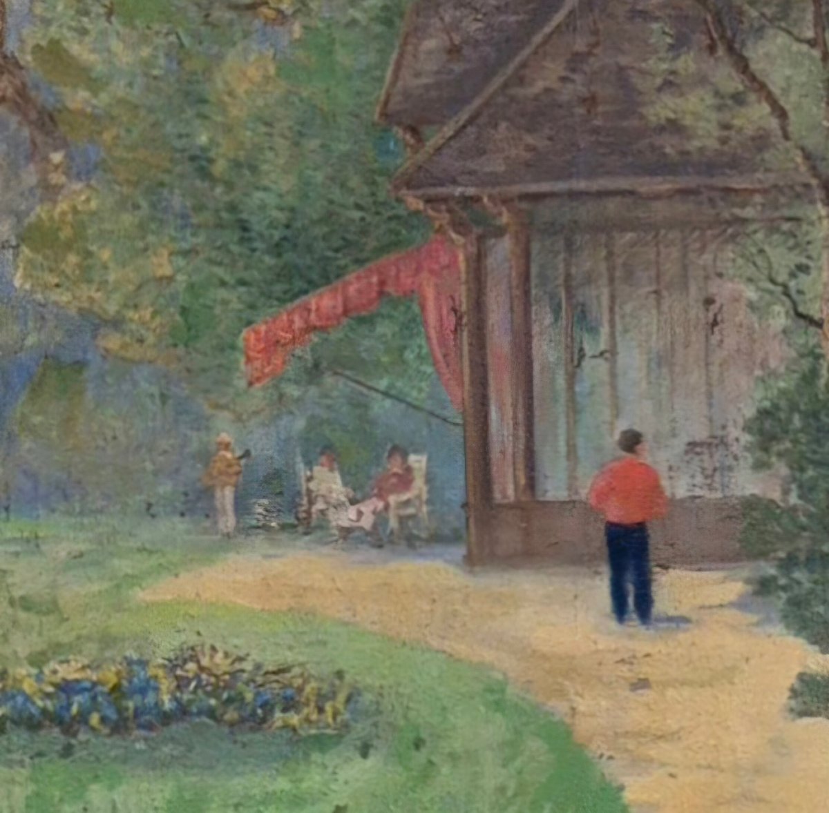 Oil On Canvas: Relaxing By The Water.-photo-4