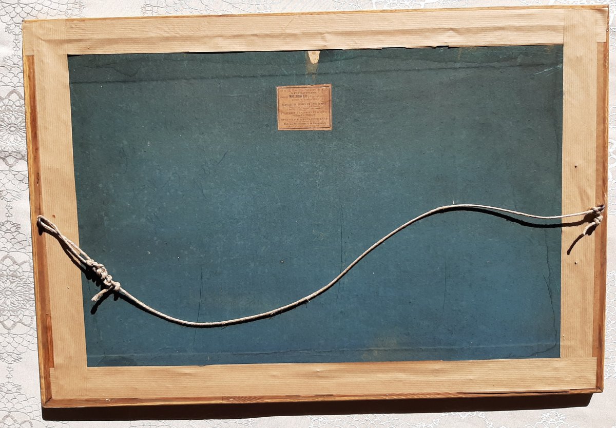 La Jeune Bergère : tableau Gouache Sur Papier 19eme Siècle-photo-2
