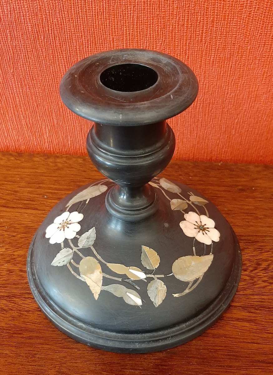 Bougeoir en  Pierres Dures : décors De Fleurs -photo-1