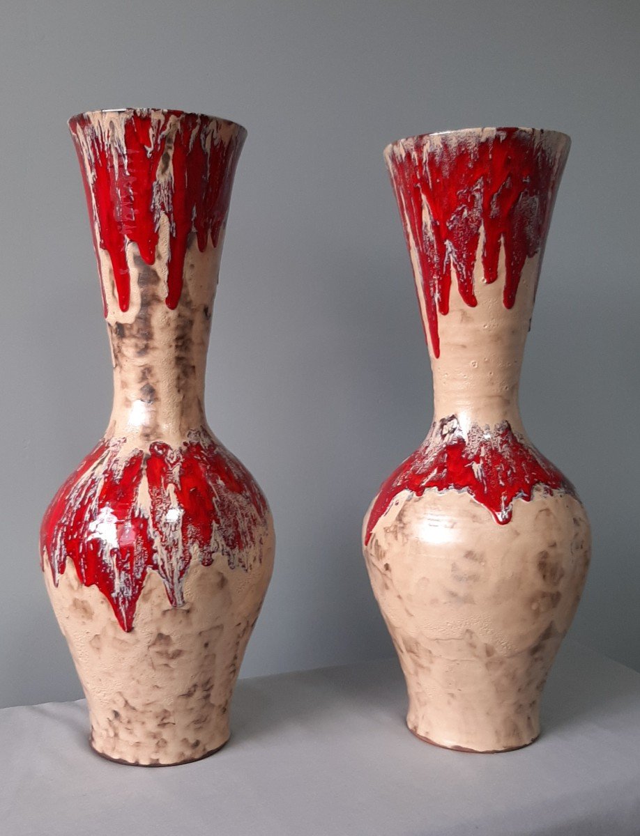 Vallauris: Grande Paire De Vases Années 50-photo-2