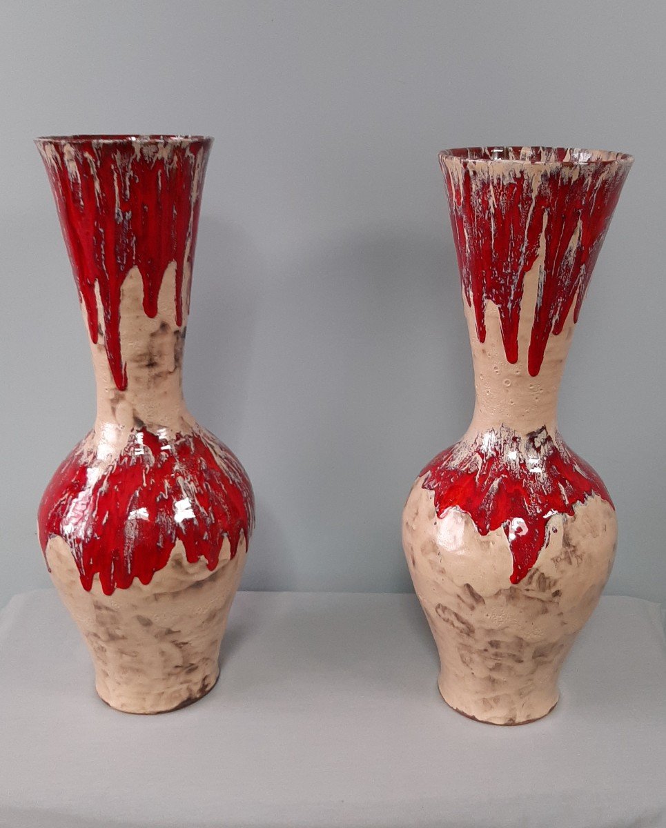  Vallauris: Grande Paire De Vases Années 50-photo-3
