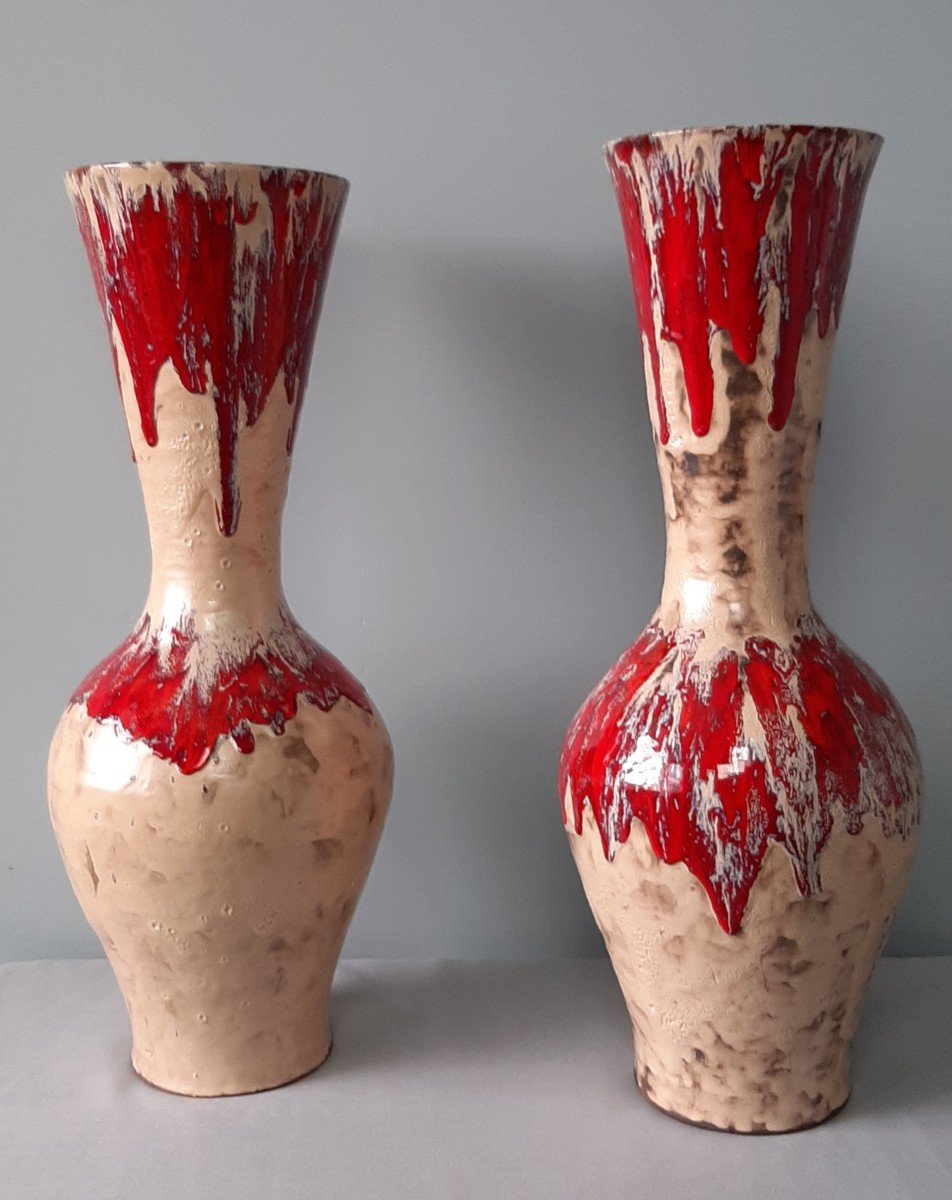  Vallauris: Grande Paire De Vases Années 50-photo-8