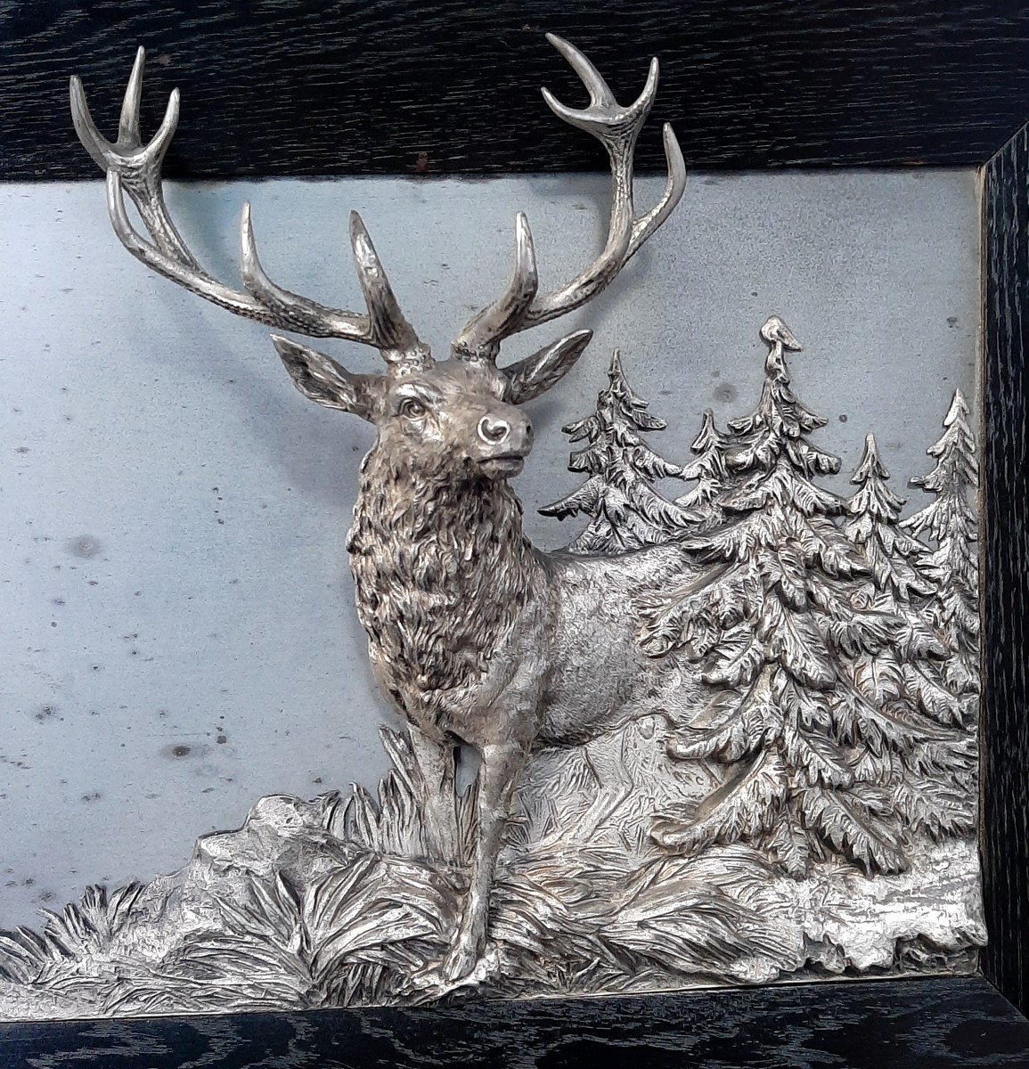 Cerf: Tableau  Argenté en relief-photo-4