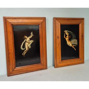 2 Young Girls: Chiaroscuro After Michelangelo Maestri. 