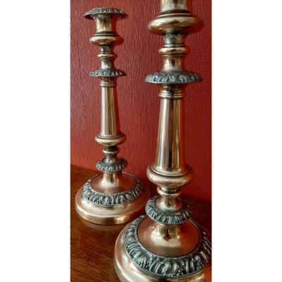 Pair Of Candlesticks With Grape Decorations: XIX Century