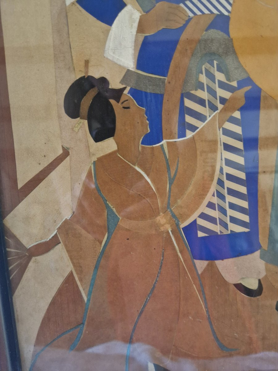 Le Rossignol et l'empereur, collage et gouache-photo-3