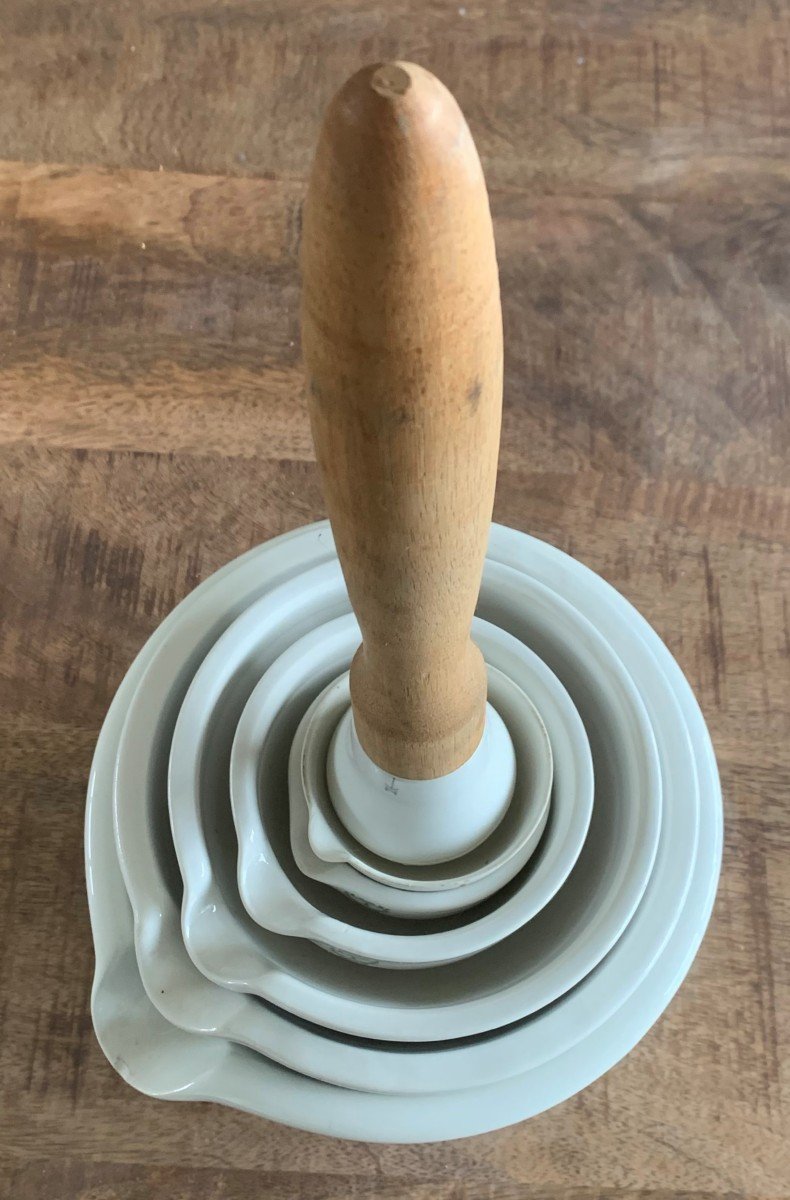 Series Of Six Apothecary Mortars In White Porcelain 19th-photo-4