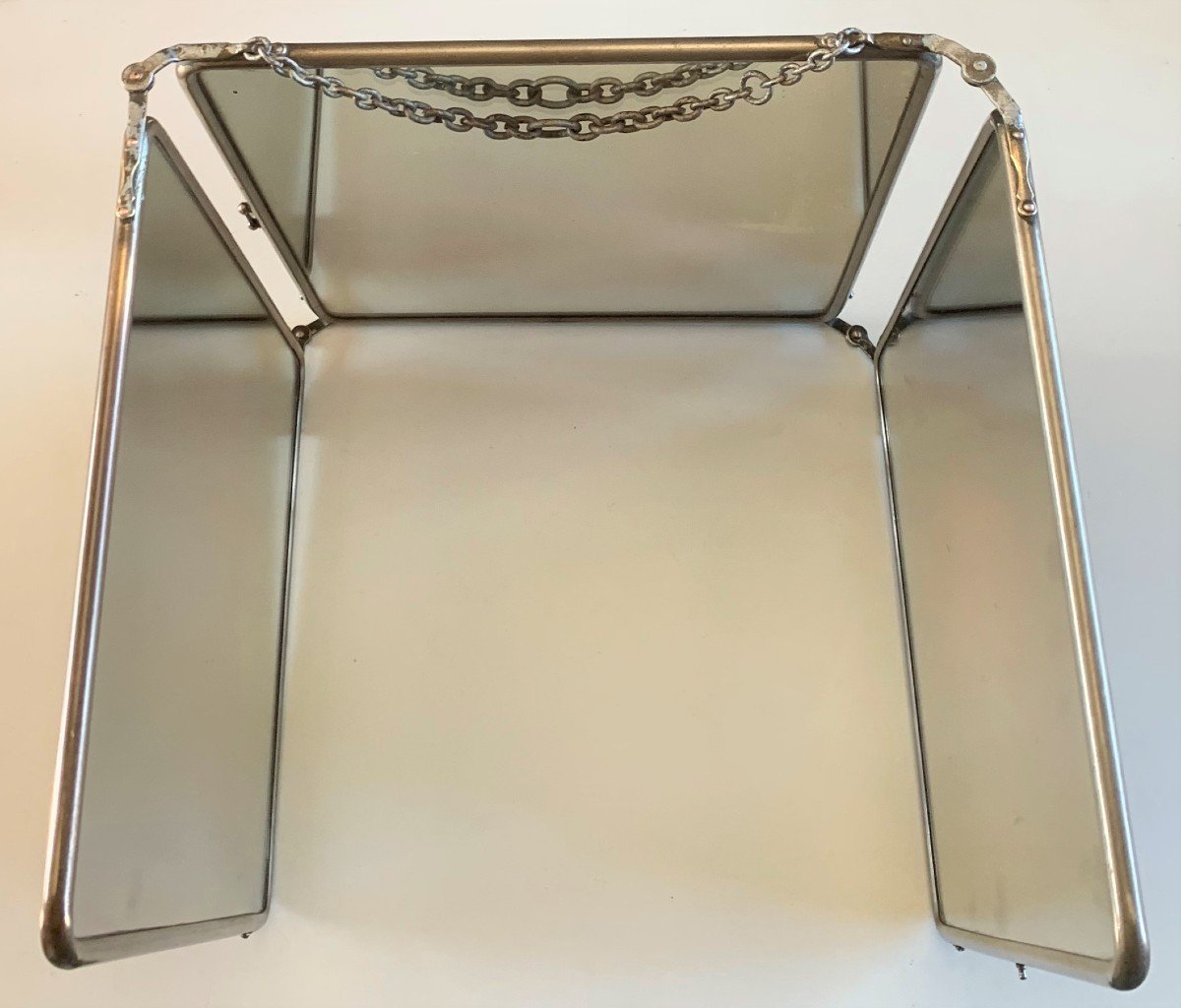 Art Nouveau Barber Triptych Mirror - Le Solide Gb Paris - 30 X 76 Cm-photo-2