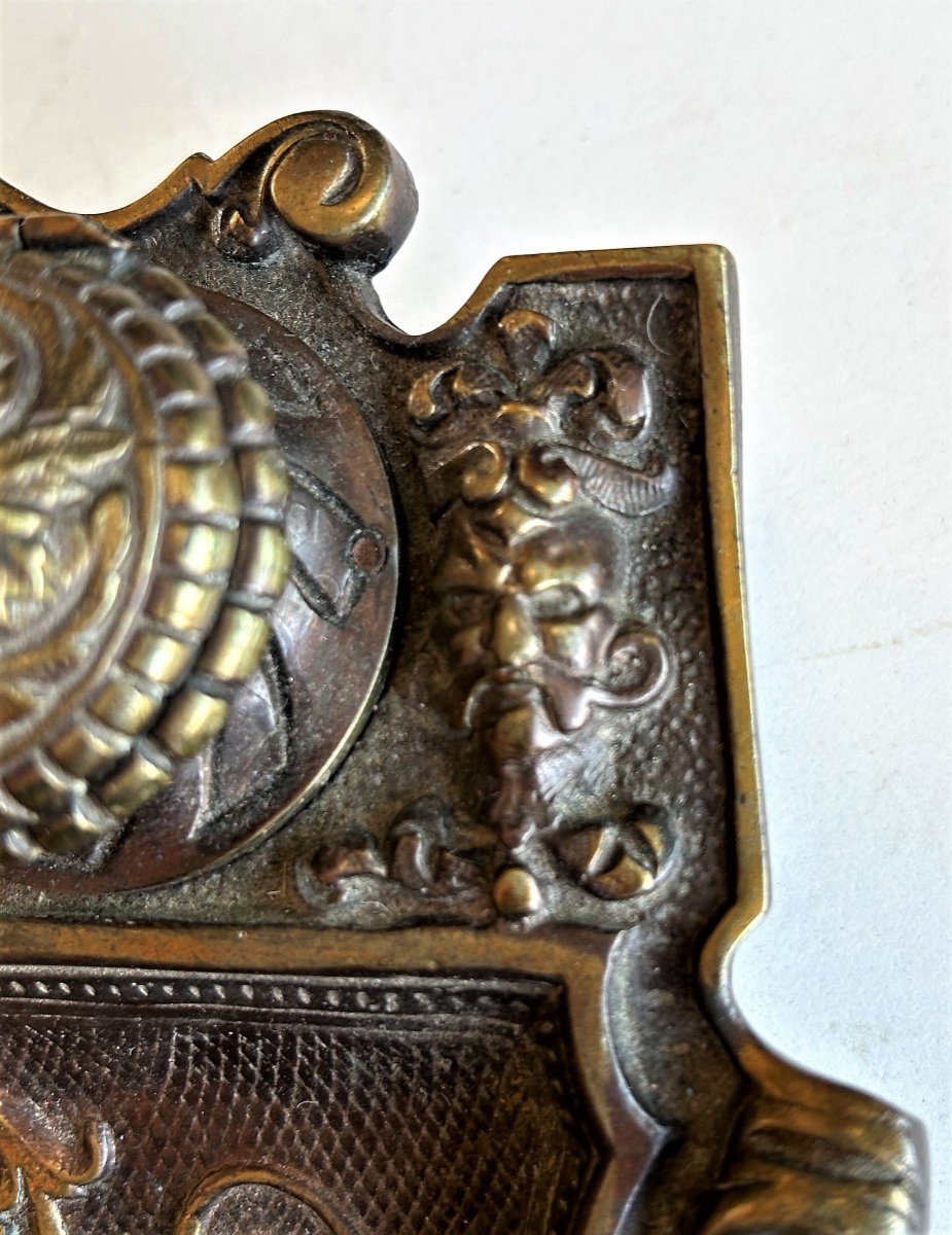 Bronze Inkwell With Putti Writer-photo-2