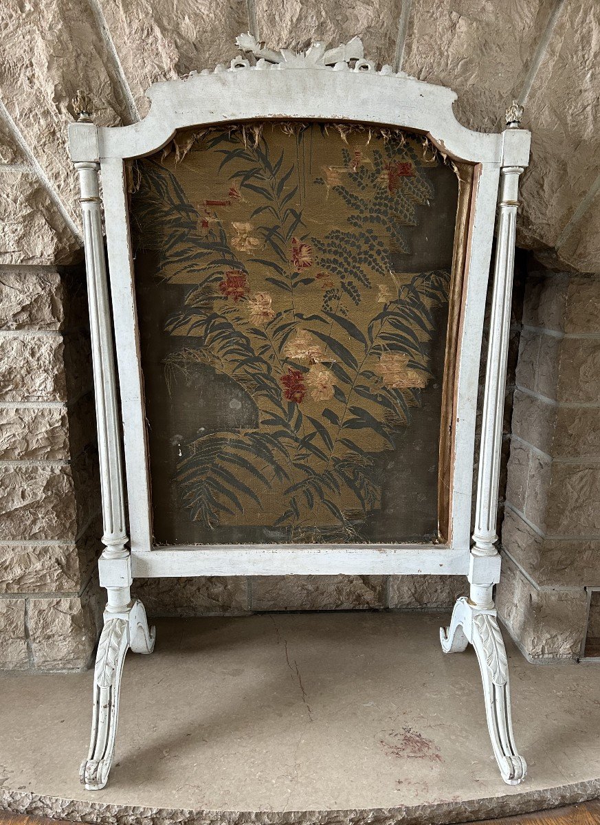 Louis XV Fireplace Screen - Firewall - Embroidered With Flowers-photo-2