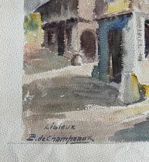 Bertrand Edouard De Champeaux - Large Watercolor 33 X 51 Cm - House In Lisieux-photo-2