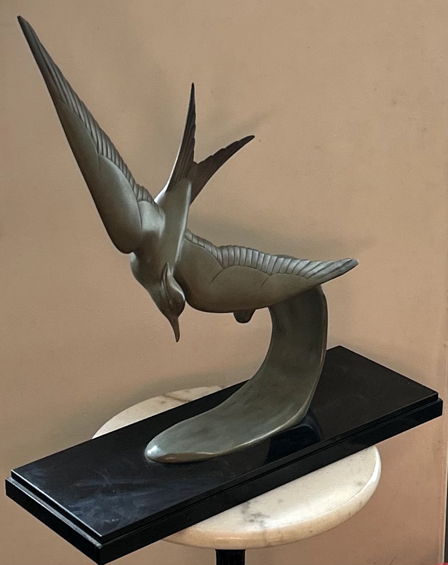 Large Art Deco Bronze Seagull-photo-2
