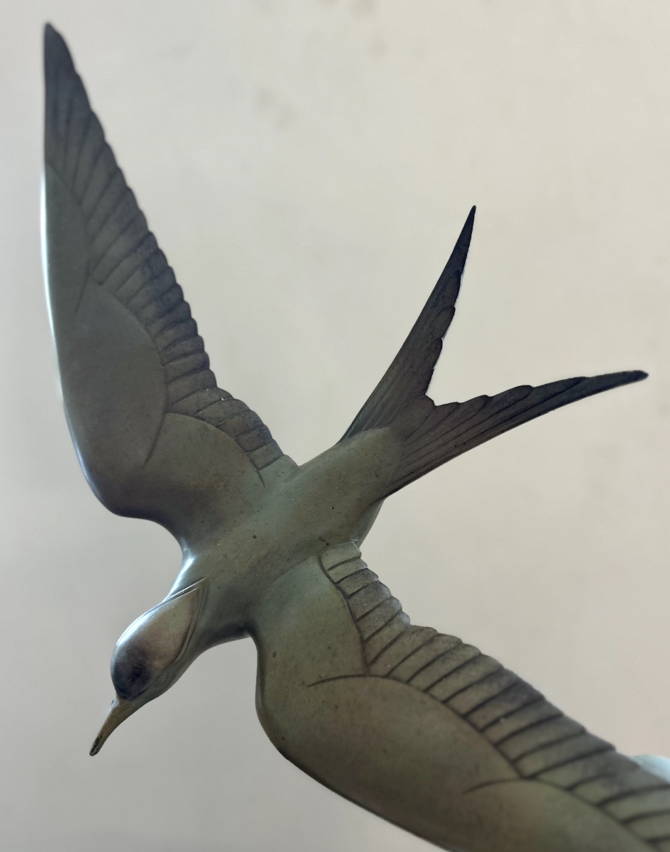Large Art Deco Bronze Seagull-photo-3