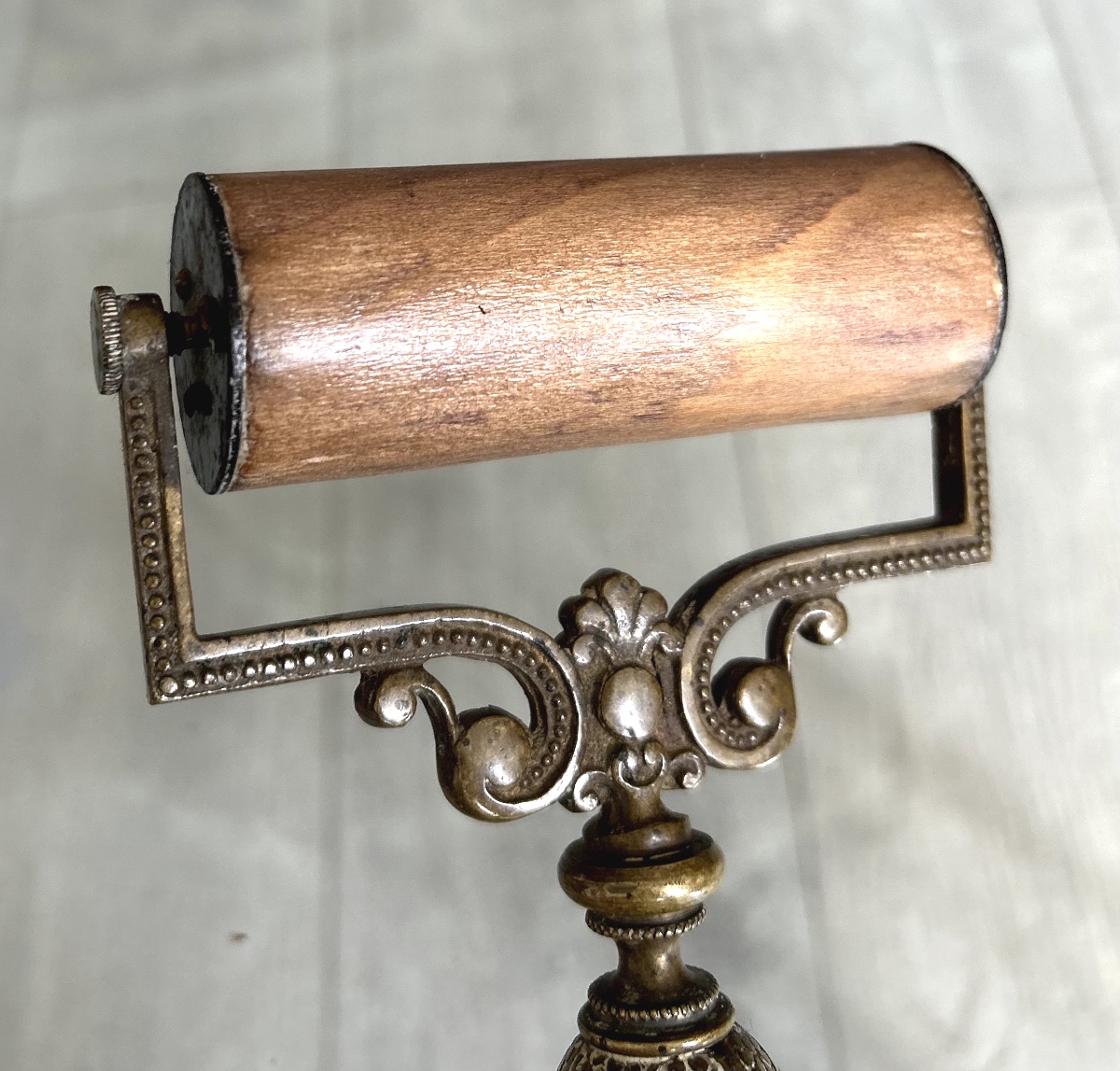 Rouleau Encreur d'Imprimeur En Bronze Et Bois 19ème-photo-3
