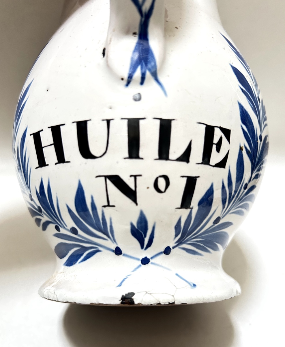 18th Century Earthenware Apothecary Pitcher - Oil No. 1