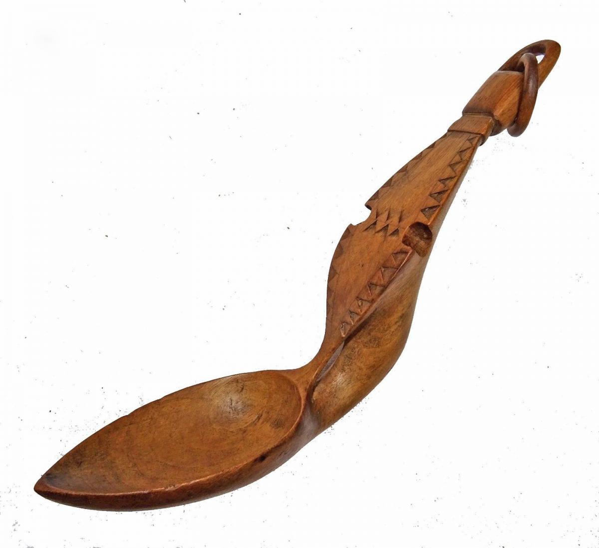 Monoxyl Wooden Spoon With Ring - Mastery Work - Folk Art