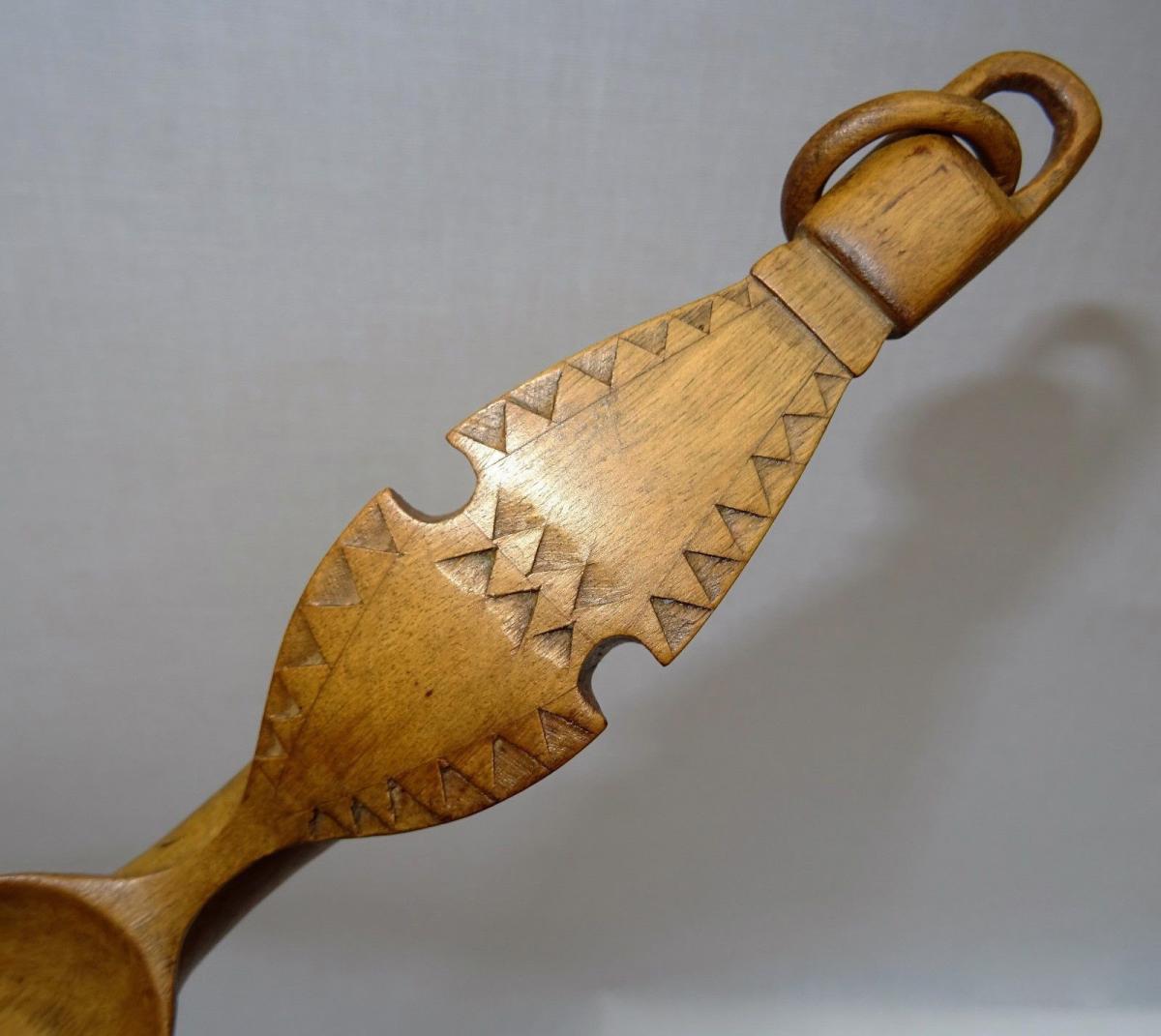 Monoxyl Wooden Spoon With Ring - Mastery Work - Folk Art-photo-3