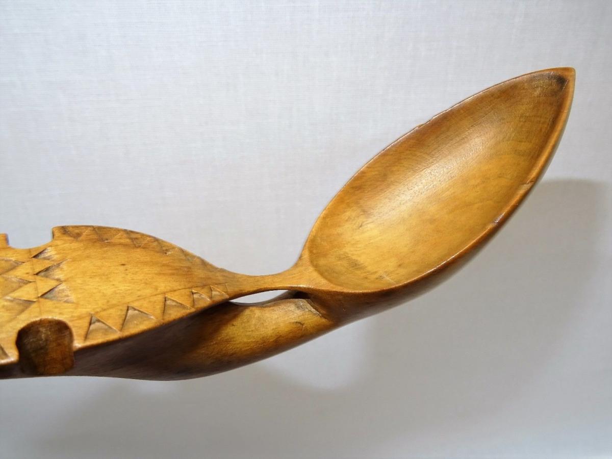 Monoxyl Wooden Spoon With Ring - Mastery Work - Folk Art-photo-4